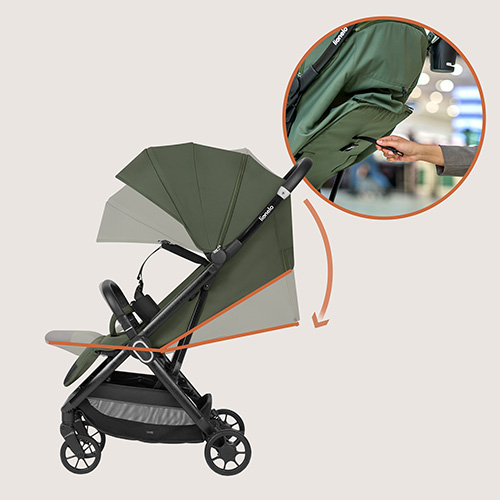 Verstellbares Verdeck des Lionelo Kinderwagens.